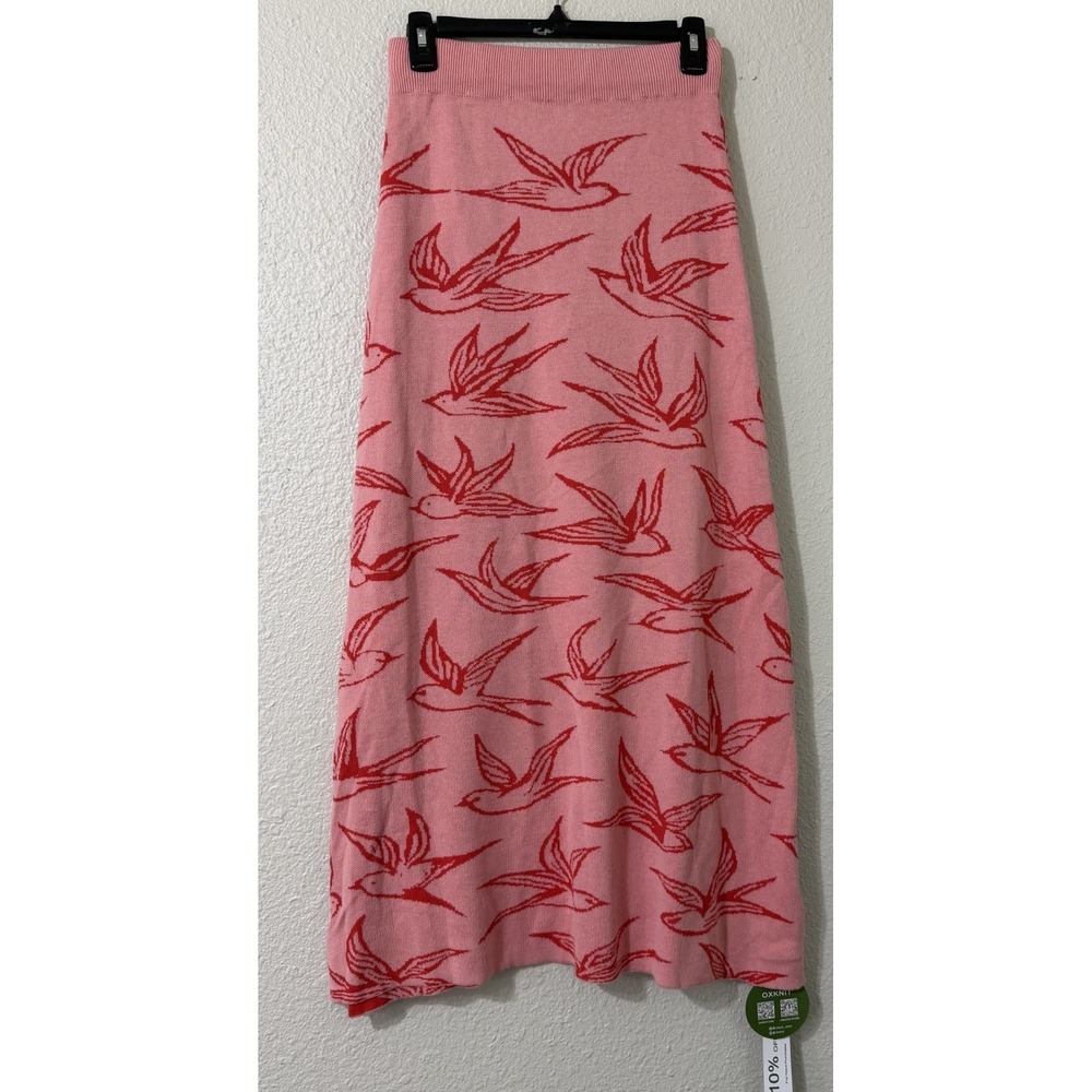 Oxknit Women's Skirt Small Retro Midi 70s Knit Whimsical Stretch